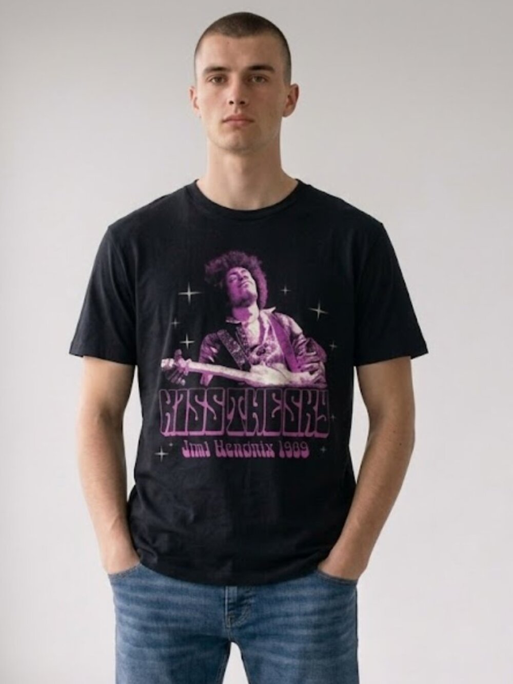 Jimi Hendrix Kiss The Sky 1969 Band Tee Ripple Junction Black T-shirt Men's XL